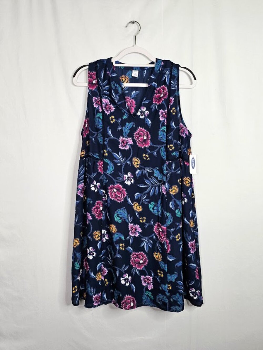 NWT OLD NAVY Shift Dress size M NAVY BLUE w PINK FLORAL Summer Sleeveless Cute! - Picture 3 of 10